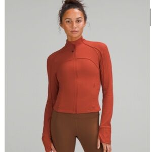 Lululemon Athletica Nulu Ribbed Cropped Rust Red Sweatshirt